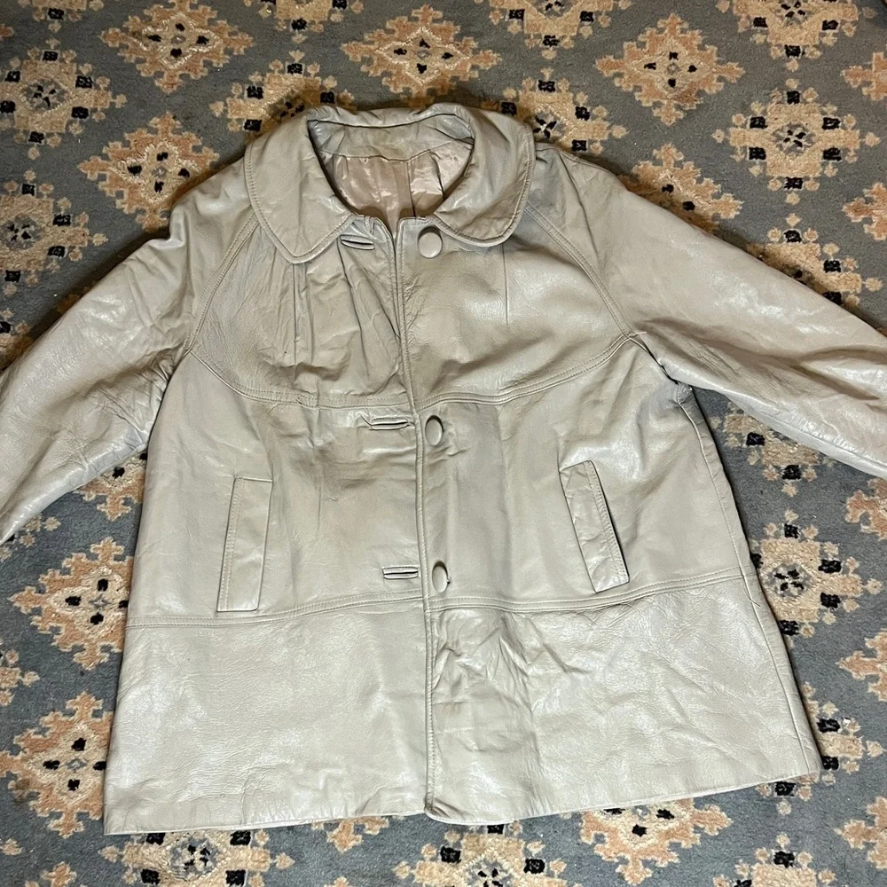 Vintage leather jacket car coat - Picture 2 of 10
